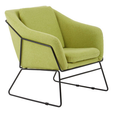 Orsina Stockholm Modern Accent Chair – Green Fabric & Stainless Steel