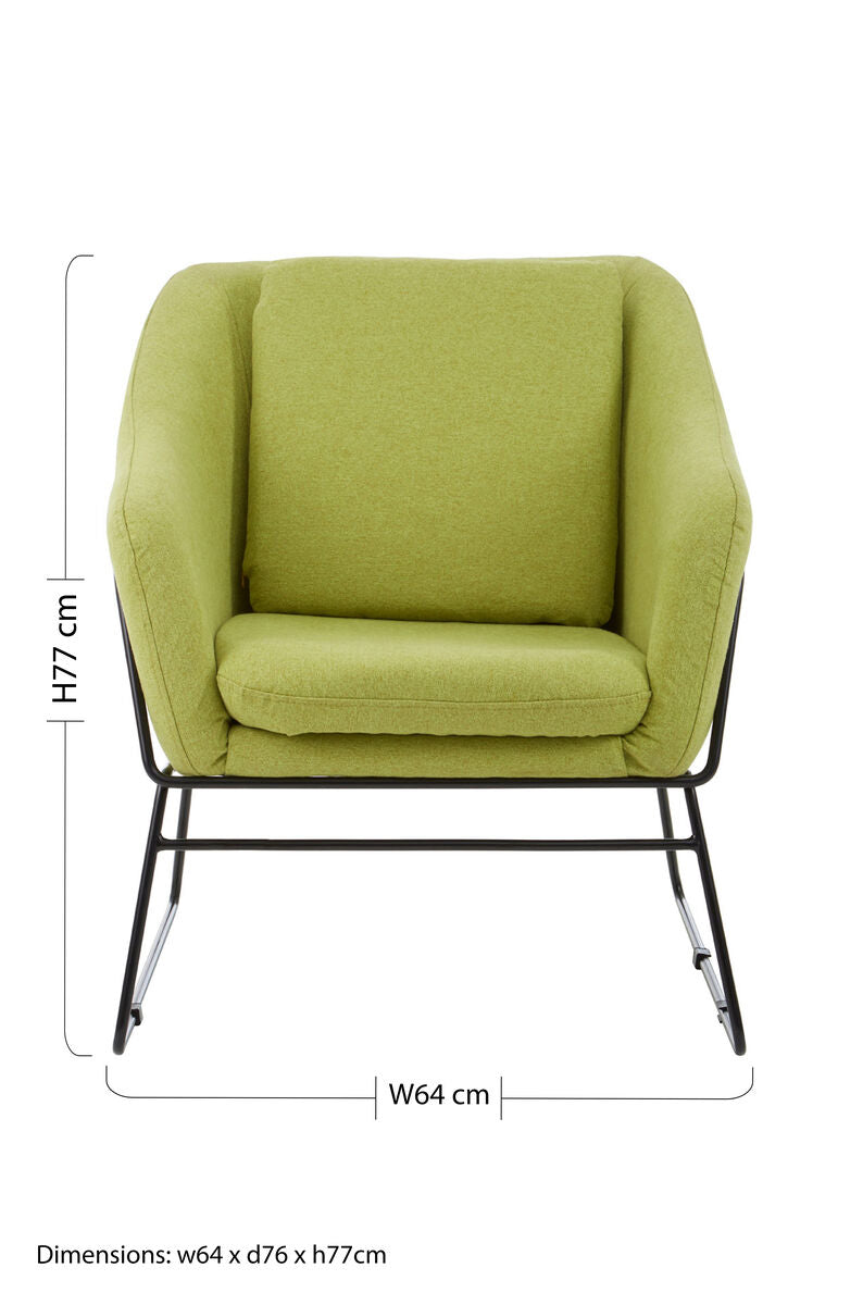 Orsina Stockholm Modern Accent Chair – Green Fabric & Stainless Steel