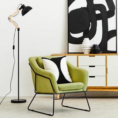 Orsina Stockholm Modern Accent Chair – Green Fabric & Stainless Steel
