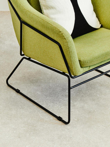 Orsina Stockholm Modern Accent Chair – Green Fabric & Stainless Steel