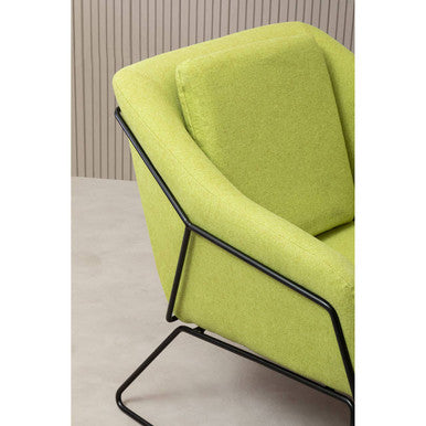 Orsina Stockholm Modern Accent Chair – Green Fabric & Stainless Steel