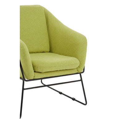 Orsina Stockholm Modern Accent Chair – Green Fabric & Stainless Steel