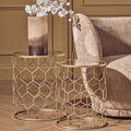 Orsina Arcana Mirrored Honeycomb Nesting Side Tables - Set of 2