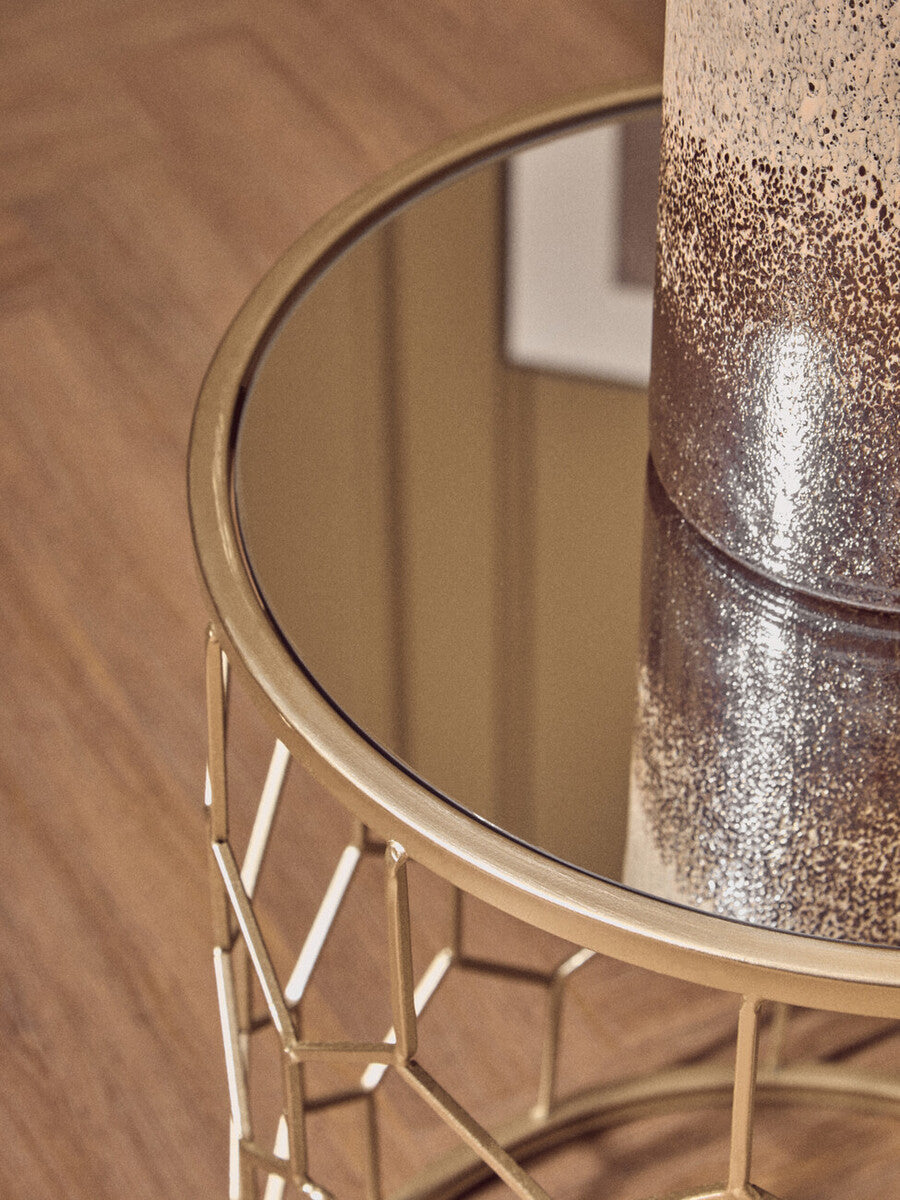 Orsina Arcana Mirrored Honeycomb Nesting Side Tables - Set of 2