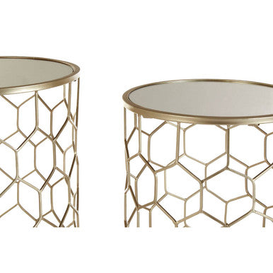 Orsina Arcana Mirrored Honeycomb Nesting Side Tables - Set of 2