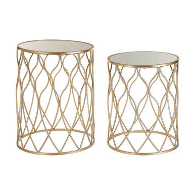 Orsina Arcana Nesting Side Tables – Set of 2 Mirrored Glass & Gold