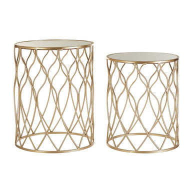 Orsina Arcana Nesting Side Tables – Set of 2 Mirrored Glass & Gold