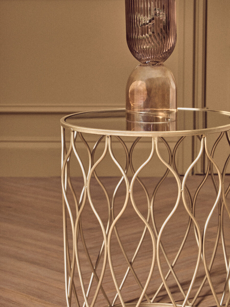Orsina Arcana Nesting Side Tables – Set of 2 Mirrored Glass & Gold