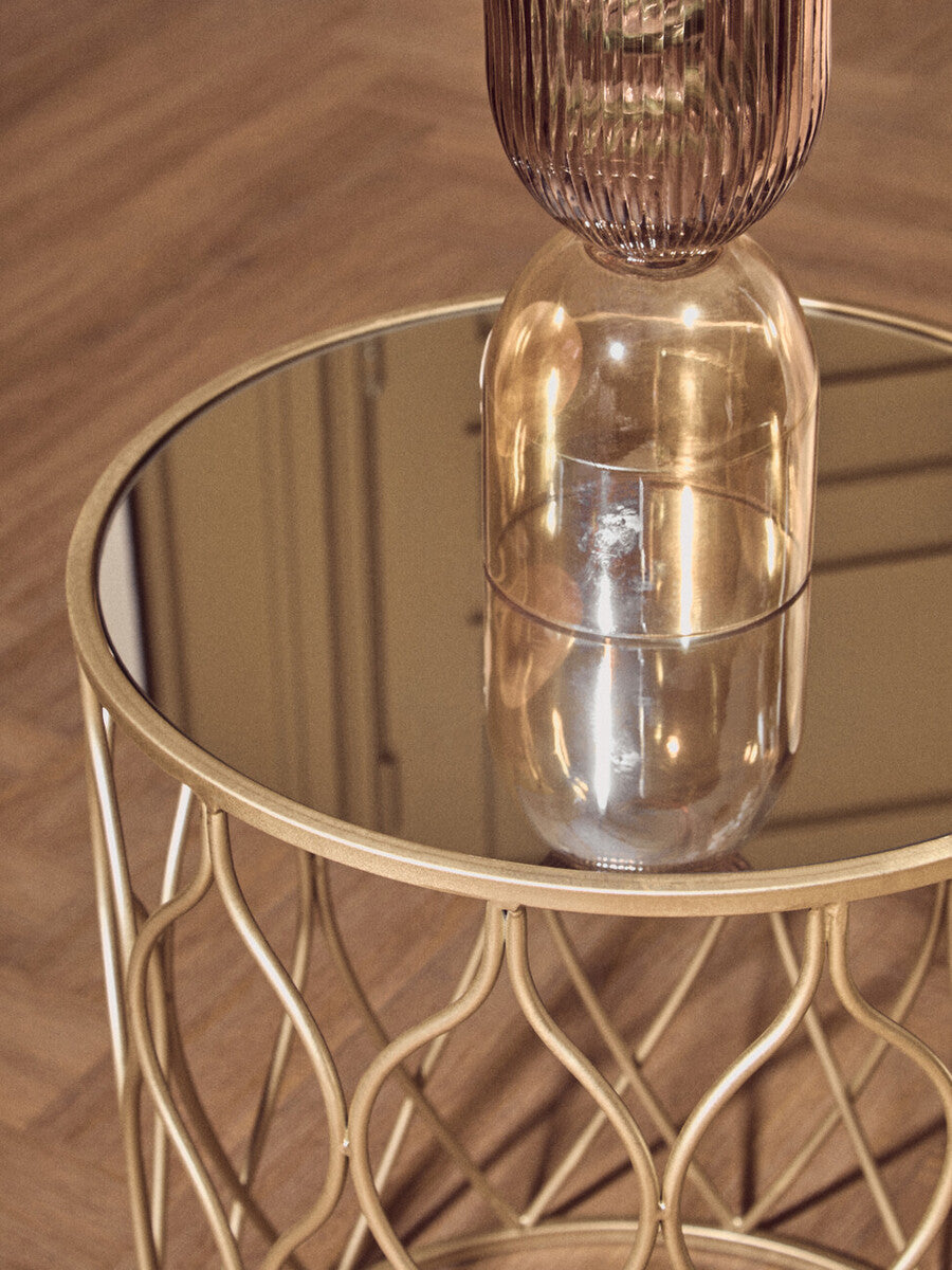 Orsina Arcana Nesting Side Tables – Set of 2 Mirrored Glass & Gold