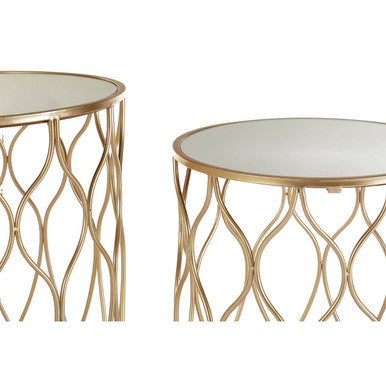 Orsina Arcana Nesting Side Tables – Set of 2 Mirrored Glass & Gold