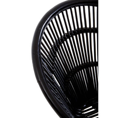 Orsina Lagom Black Natural Rattan Accent Chair with Iron Legs