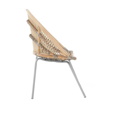 Orsina Lagom White Washed Natural Rattan Accent Chair with Grey Base