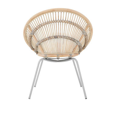 Orsina Lagom White Washed Natural Rattan Accent Chair with Grey Base