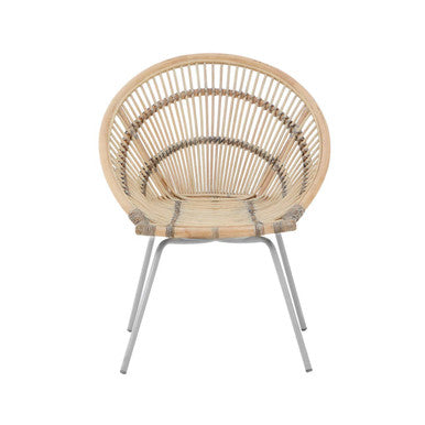 Orsina Lagom White Washed Natural Rattan Accent Chair with Grey Base