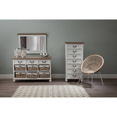 Orsina Lagom White Washed Natural Rattan Accent Chair with Grey Base