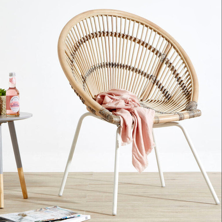 Orsina Lagom White Washed Natural Rattan Accent Chair with Grey Base