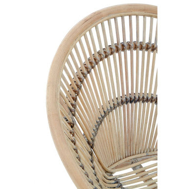 Orsina Lagom White Washed Natural Rattan Accent Chair with Grey Base