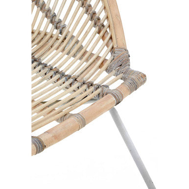 Orsina Lagom White Washed Natural Rattan Accent Chair with Grey Base