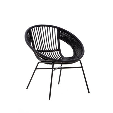 Orsina Lagom Black Rattan Accent Chair – Modern Iron Frame Seating