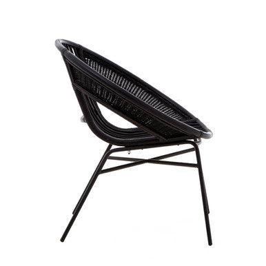 Orsina Lagom Black Rattan Accent Chair – Modern Iron Frame Seating
