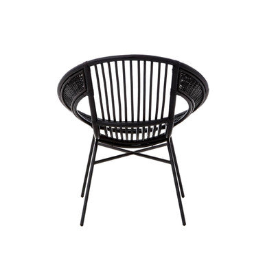 Orsina Lagom Black Rattan Accent Chair – Modern Iron Frame Seating