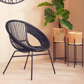 Orsina Lagom Black Rattan Accent Chair – Modern Iron Frame Seating