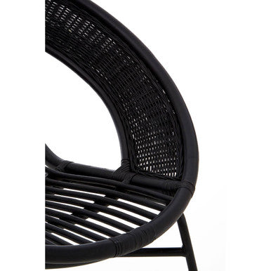 Orsina Lagom Black Rattan Accent Chair – Modern Iron Frame Seating