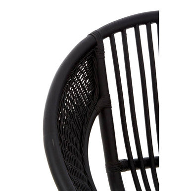 Orsina Lagom Black Rattan Accent Chair – Modern Iron Frame Seating