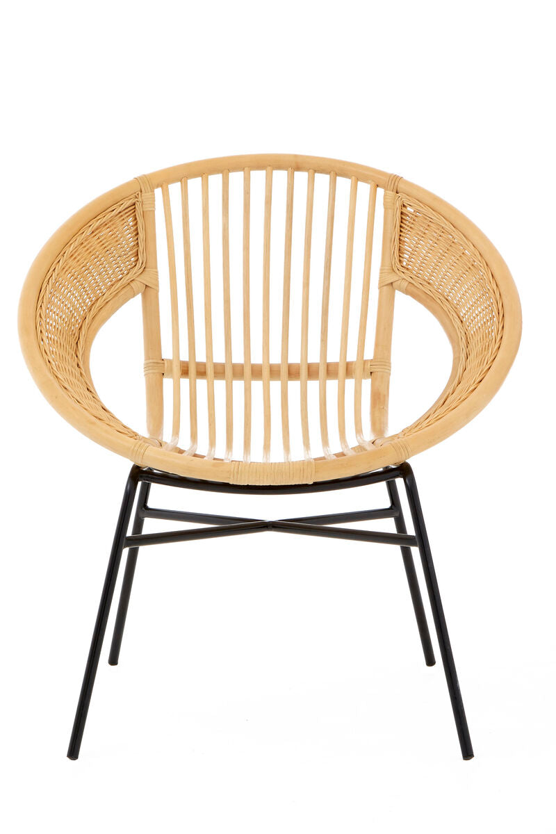 Orsina Lagom Natural Rattan and Black Iron Chair – Modern Accent Seating