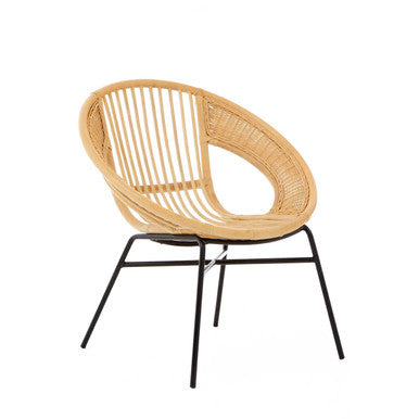 Orsina Lagom Natural Rattan and Black Iron Chair – Modern Accent Seating