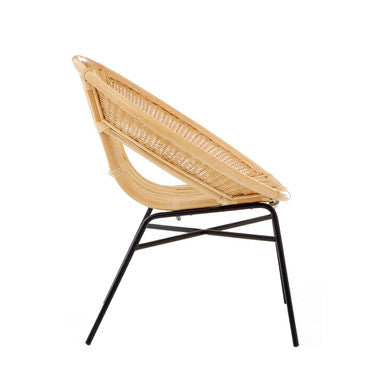 Orsina Lagom Natural Rattan and Black Iron Chair – Modern Accent Seating