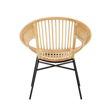 Orsina Lagom Natural Rattan and Black Iron Chair – Modern Accent Seating