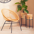 Orsina Lagom Natural Rattan and Black Iron Chair – Modern Accent Seating