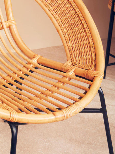 Orsina Lagom Natural Rattan and Black Iron Chair – Modern Accent Seating