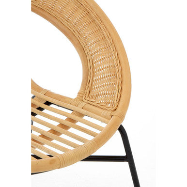 Orsina Lagom Natural Rattan and Black Iron Chair – Modern Accent Seating