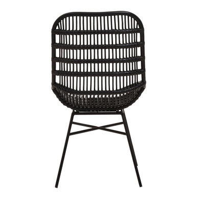 Orsina Lagom Black Natural Rattan Accent Chair – Curved Metal Frame