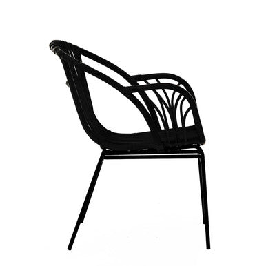 Orsina Lagom Black Natural Rattan Accent Chair with Raised Sides