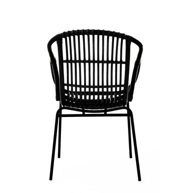 Orsina Lagom Black Natural Rattan Accent Chair with Raised Sides