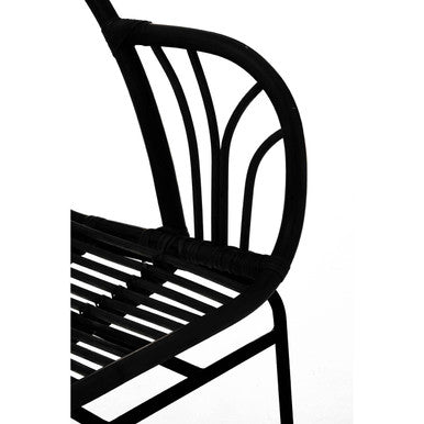 Orsina Lagom Black Natural Rattan Accent Chair with Raised Sides