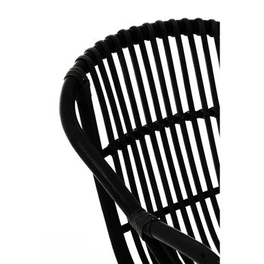 Orsina Lagom Black Natural Rattan Accent Chair with Raised Sides