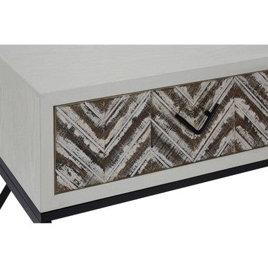 Orsina Lombok Console Table – 2 Drawer Geometric Wood with Metal Legs