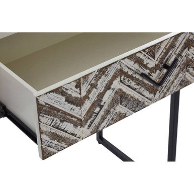 Orsina Lombok Console Table – 2 Drawer Geometric Wood with Metal Legs