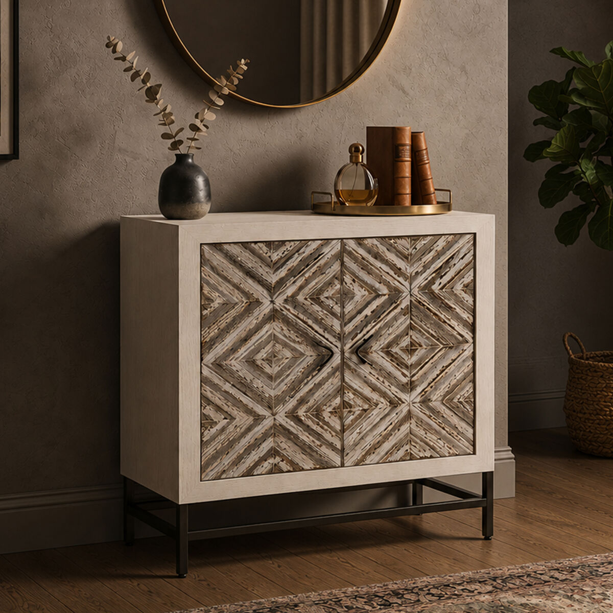 Orsina Lombok 2 Door Cabinet – Modern Compact Hallway Storage Unit