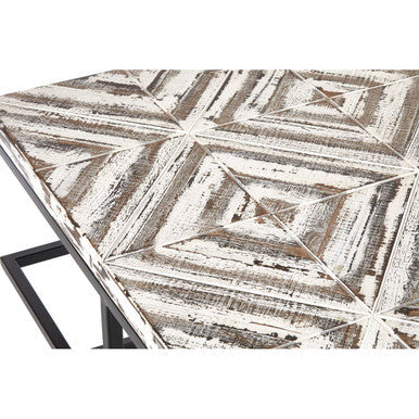 Orsina Lombok Wood Coffee Table – Geometric Pattern with Metal Frame