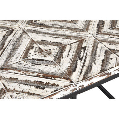 Orsina Lombok Wood Coffee Table – Geometric Pattern with Metal Frame