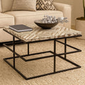 Orsina Lombok Wood Coffee Table – Geometric Pattern with Metal Frame