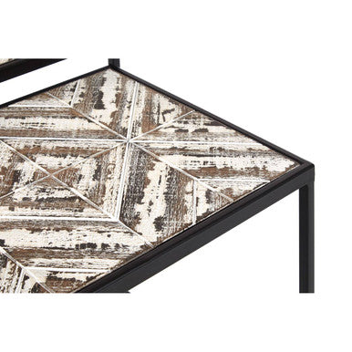 Orsina Lombok Nesting Side Tables – Set of 2 Wood Geometric Pattern