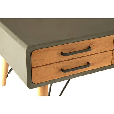 Orsina Trinity Coffee Table – Industrial Grey & Wood with 6 Drawers
