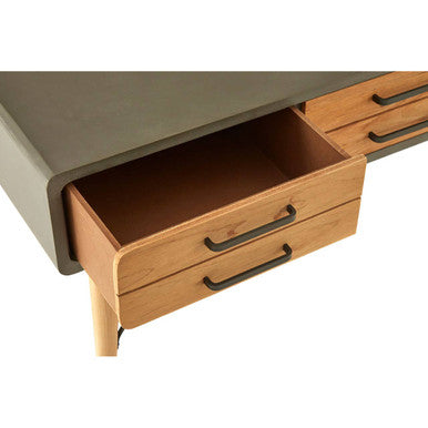 Orsina Trinity Coffee Table – Industrial Grey & Wood with 6 Drawers