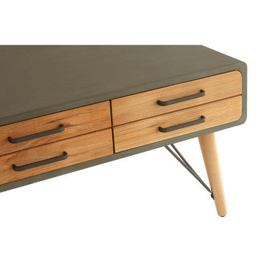 Orsina Trinity Coffee Table – Industrial Grey & Wood with 6 Drawers